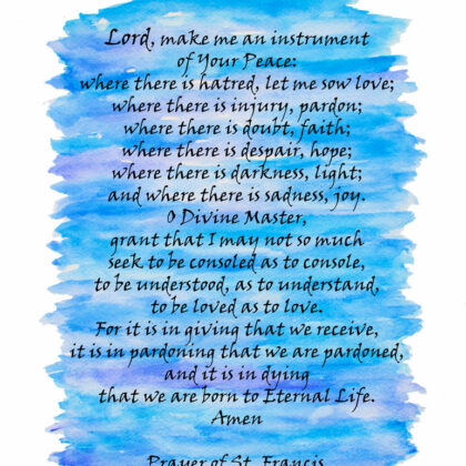 st francis prayer in blue