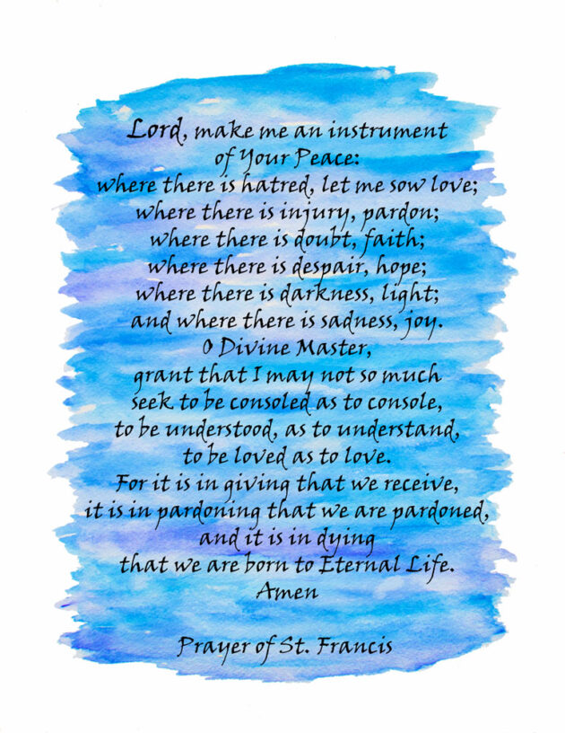 st francis prayer in blue